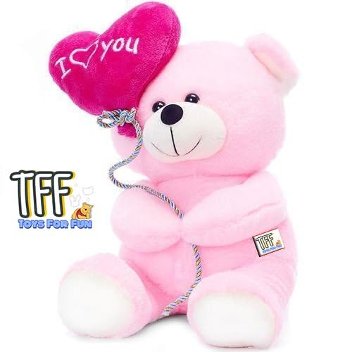 I Love You Balloon Heart Teddy Bear for Valentine Day Gift of Girl - 20 cm (Pink)