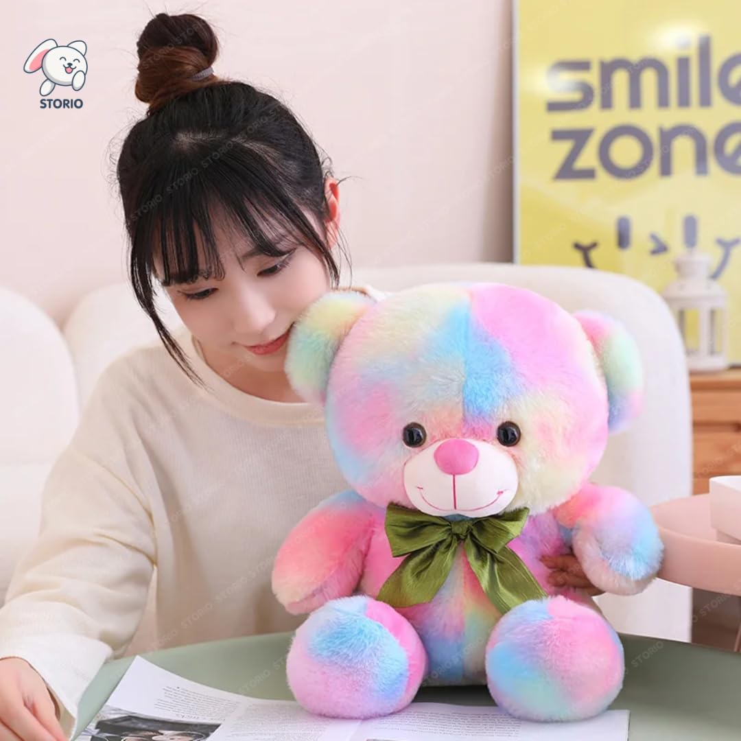 Cute Rainbow Colored Huggable Teddy Bear | 30 cm