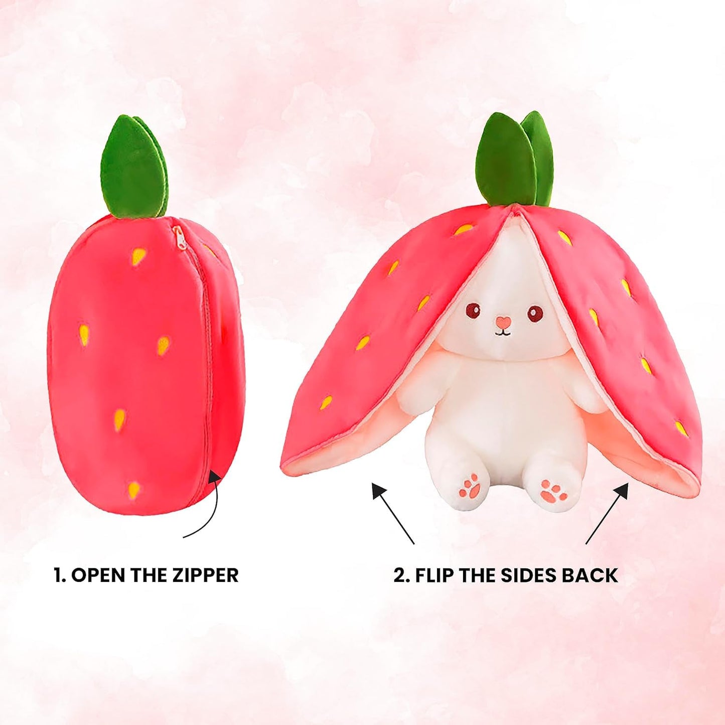 Cute Strawberry Rabbit Convertible Plush / Soft / Stuffed Toy