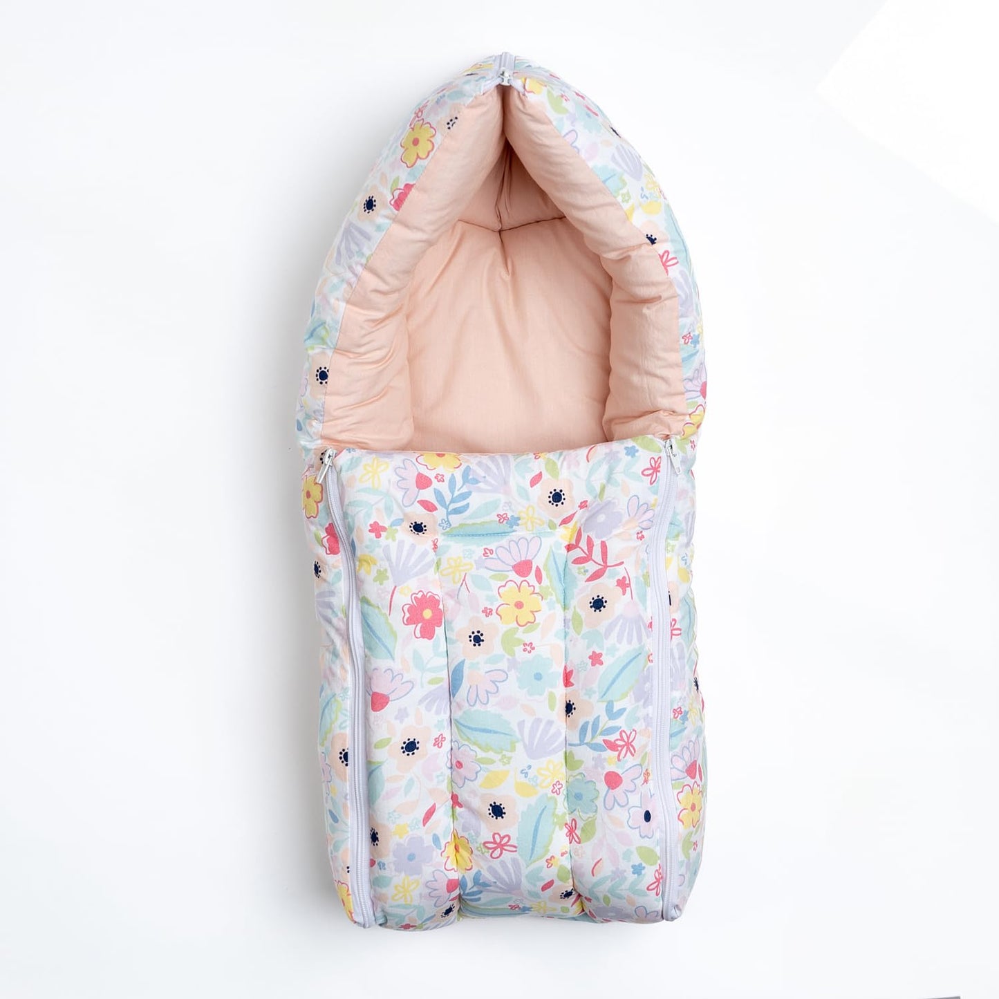 3 in 1 Baby Sleeping Bag & Carry Nest | Cotton Bedding Set for Infants & New Born Baby | Portable/Travel & Skin Friendly | 0-6 Months (Ditsy Bloom)