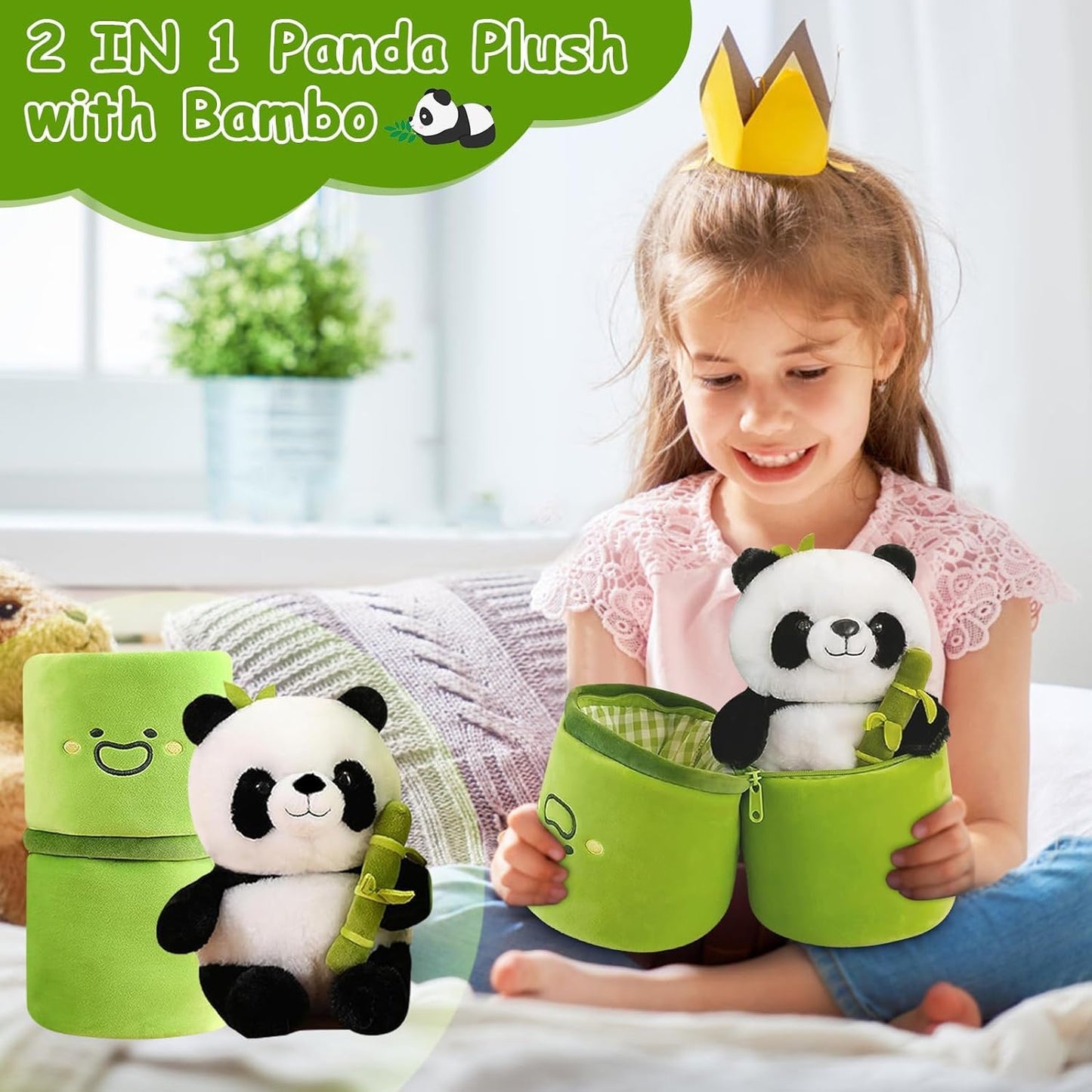 Bamboo Panda Plush Toy - Soft Stuffed Panda Bear Pillow and Plushie