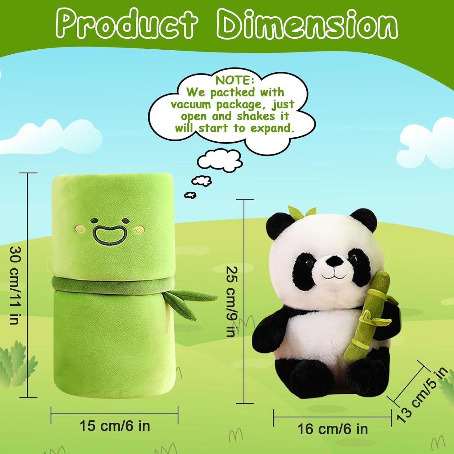 Bamboo Panda Plush Toy - Soft Stuffed Panda Bear Pillow and Plushie