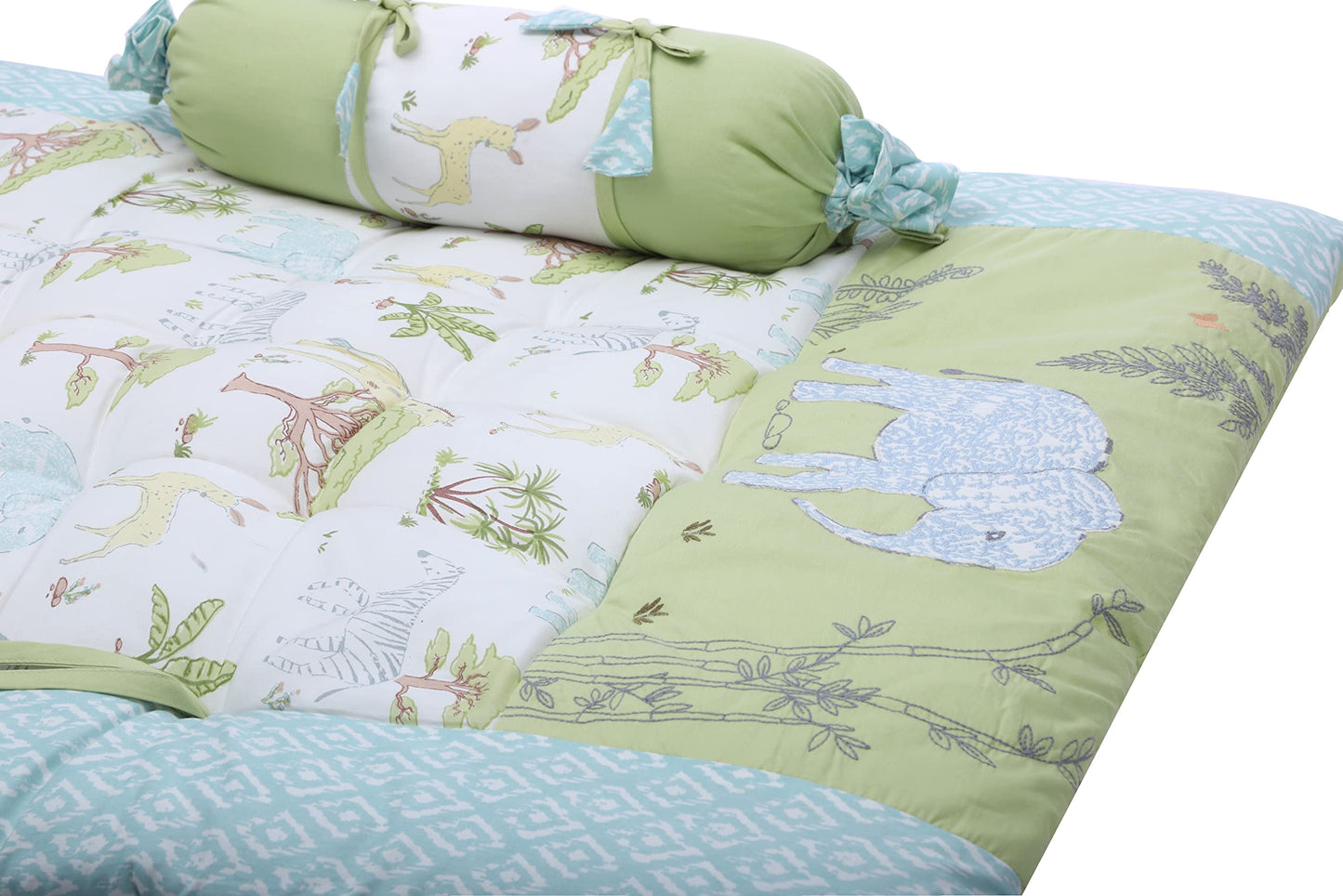 Cotton Bedding Set (3 Pieces, 0-2 Years, 88 Cm X 60 Cm, Savanna, Green, Single Size)