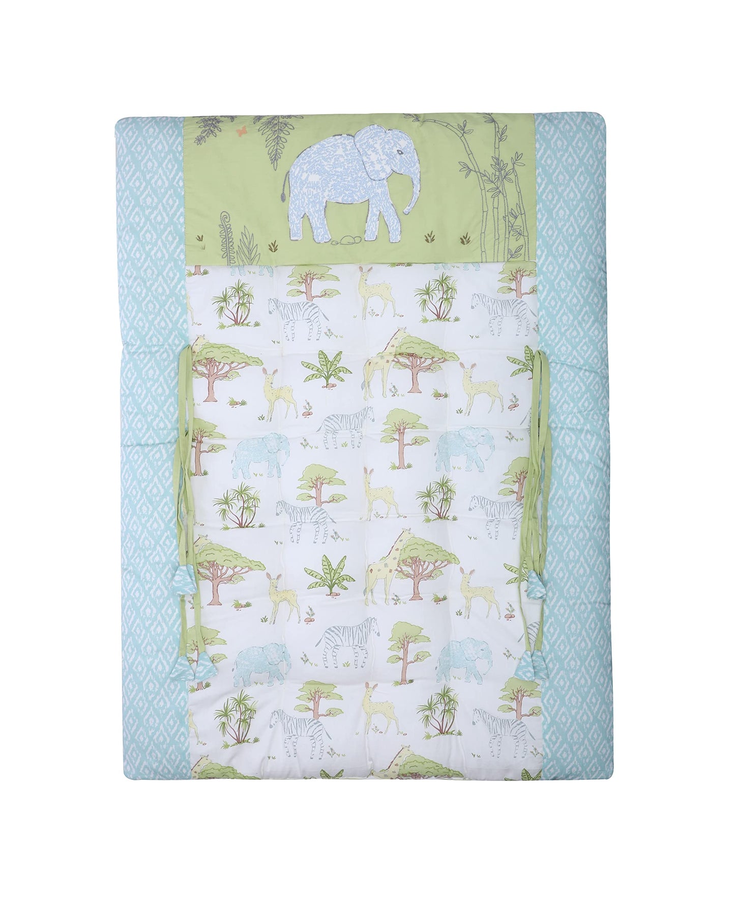 Cotton Bedding Set (3 Pieces, 0-2 Years, 88 Cm X 60 Cm, Savanna, Green, Single Size)