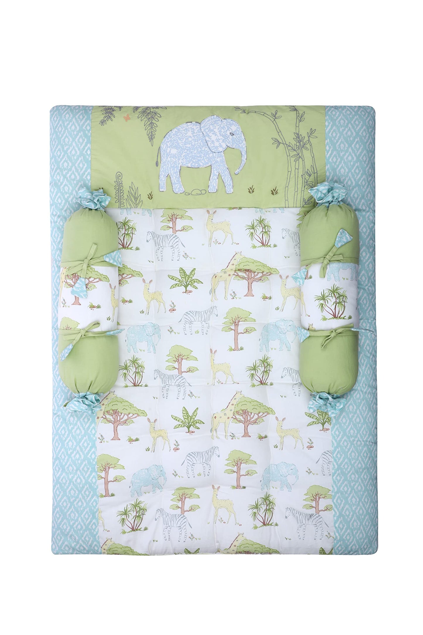 Cotton Bedding Set (3 Pieces, 0-2 Years, 88 Cm X 60 Cm, Savanna, Green, Single Size)